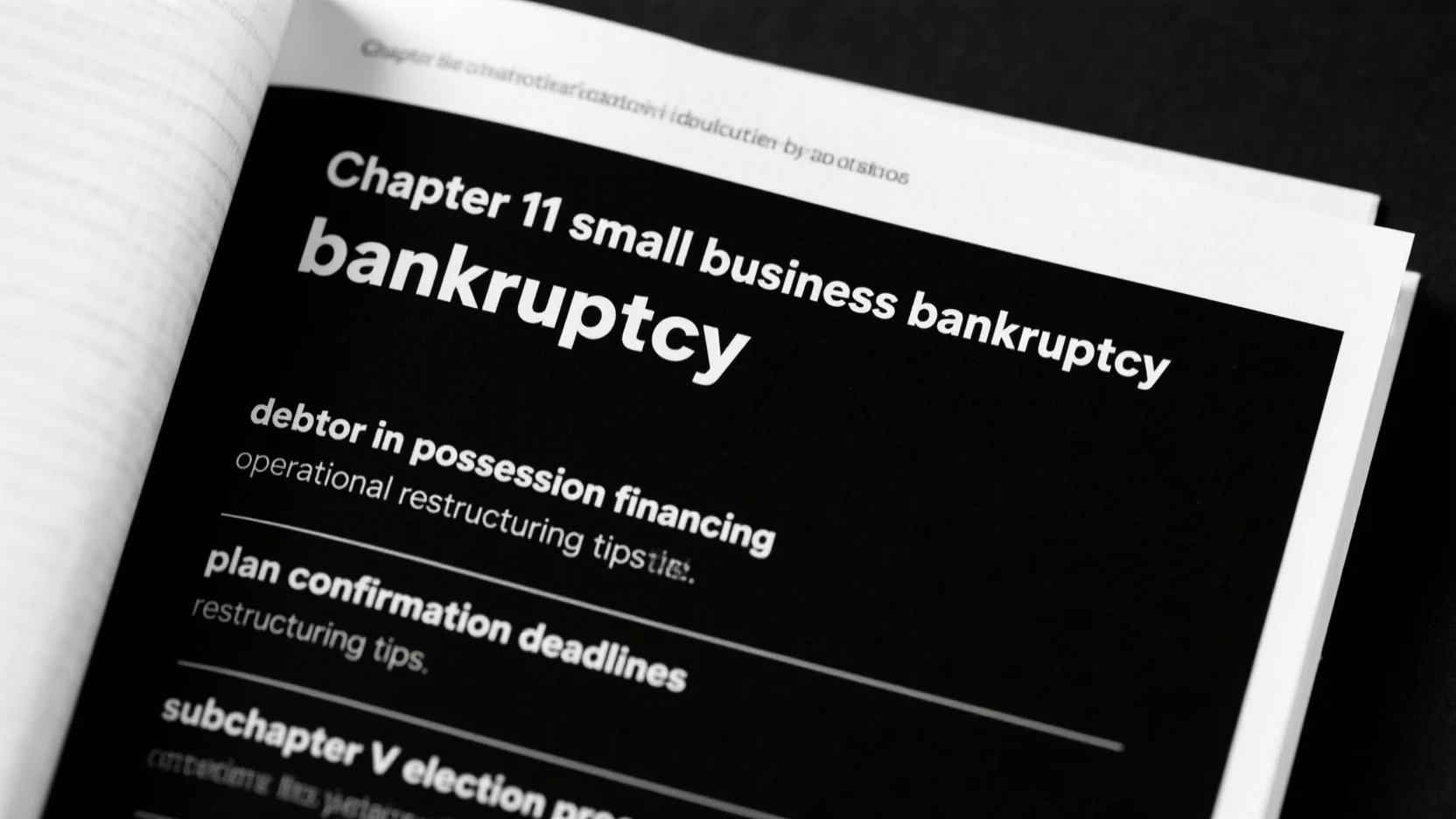Chapter 11 Small Business Bankruptcy: Subchapter V Election, Debtor – in – Possession Financing, Confirmation Deadlines & Restructuring Tips