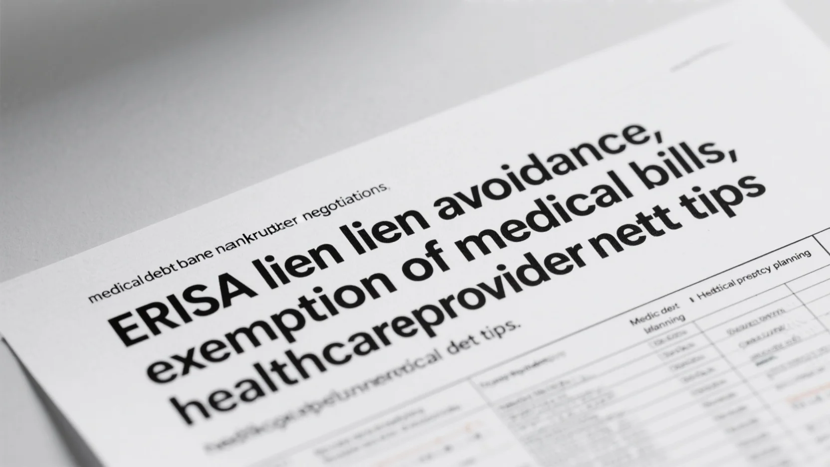 Comprehensive Guide to Medical Debt Bankruptcy Planning, ERISA Lien Avoidance & Qualified Debt Exemption